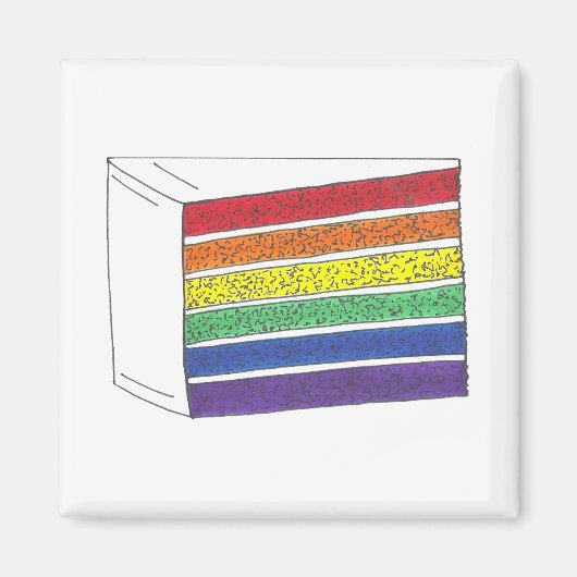 Aimant Slice de gâteau de Mariage de couche arc-en-ciel L (Devant)