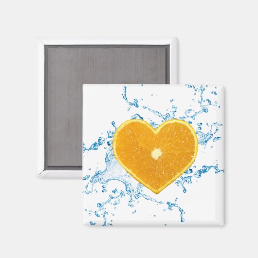 Aimant Slice of Heart-Shaped Orange (Recto/Verso)