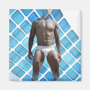 Aimant SlipperyJoe musculaire homme six pack abs mâle bla