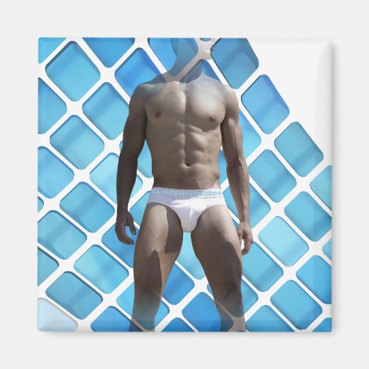 Aimant SlipperyJoe musculaire homme six pack abs mâle bla (Devant)