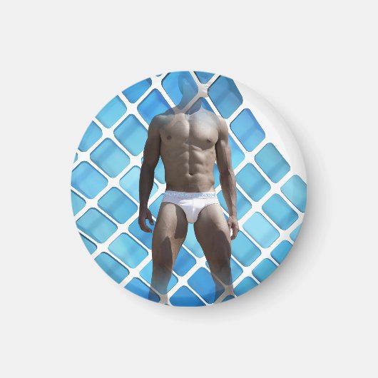 Aimant SlipperyJoe musculaire homme six pack abs mâle bla (Devant)