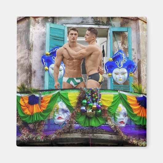 Aimant SlipperyJoe's Mardi Gras masques perles décoration (Devant)