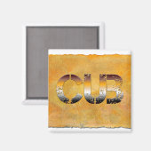 Aimant SlipperyJoe's petit ours mot orange-brun pro (Recto/Verso)