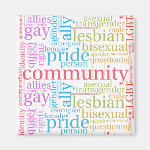 Aimant SlipperyJoe's rainbow community words colorful ide