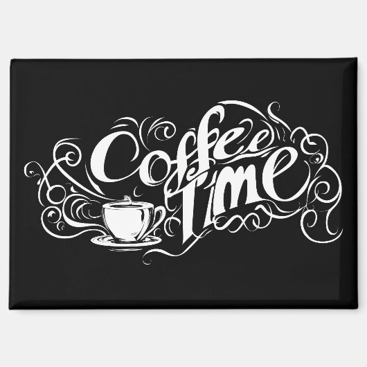 Aimant Slogan Abstrait pour l'Heure du Café (Recto)