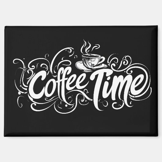 Aimant Slogan de l'heure du café Intriqué (Recto)