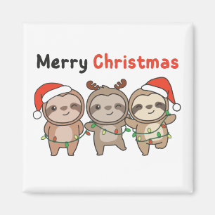 Aimant Sloth Christmas mignonne Slots Joyeux Noël
