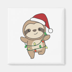 Aimant Sloth Christmas Winter Animaux Slots