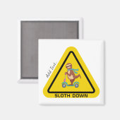 Aimant Sloth Down | Funny Modèle de scooter de Sloth Ridi (Recto/Verso)