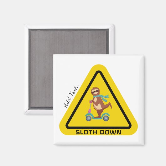 Aimant Sloth Down | Funny Modèle de scooter de Sloth Ridi (Recto/Verso)