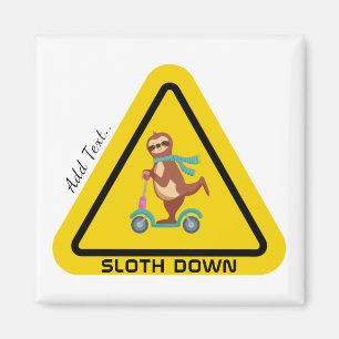Aimant Sloth Down   Funny Modèle de scooter de Sloth Ridi