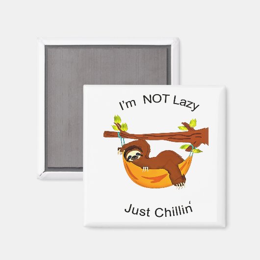 Aimant Sloth in Orange Hammock NOT LAZY JUSTE CHILLIN (Recto/Verso)