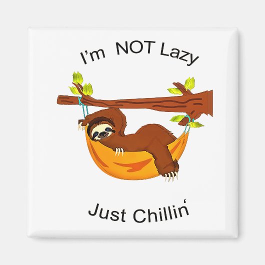 Aimant Sloth in Orange Hammock NOT LAZY JUSTE CHILLIN (Devant)