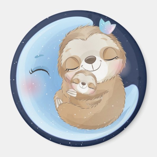 Aimant Sloth Maman avec bébé (Devant)