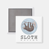 Aimant Sloth on Tree et Globe with Sloth Nation Text (Recto/Verso)