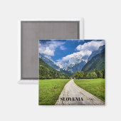 Aimant Slovénie, photo pittoresque avec Alpes (Recto/Verso)