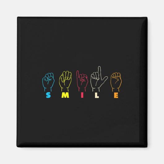 Aimant Smile ASL Alphabet American Sing Language ASL Teac (Devant)