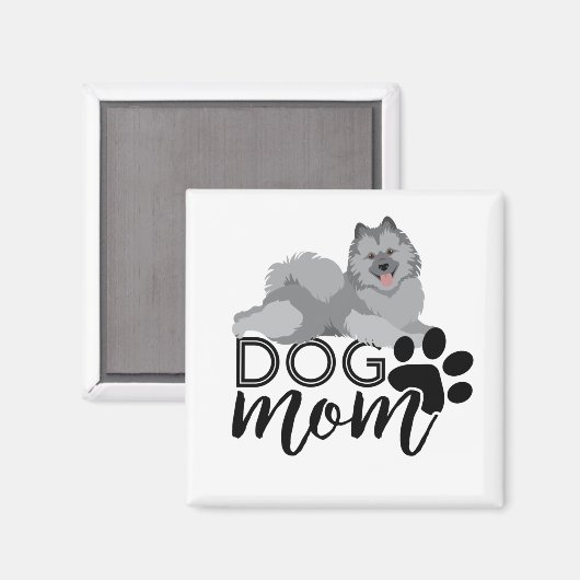Aimant Smiling Keeshond Graphic dit Chien Maman (Recto/Verso)