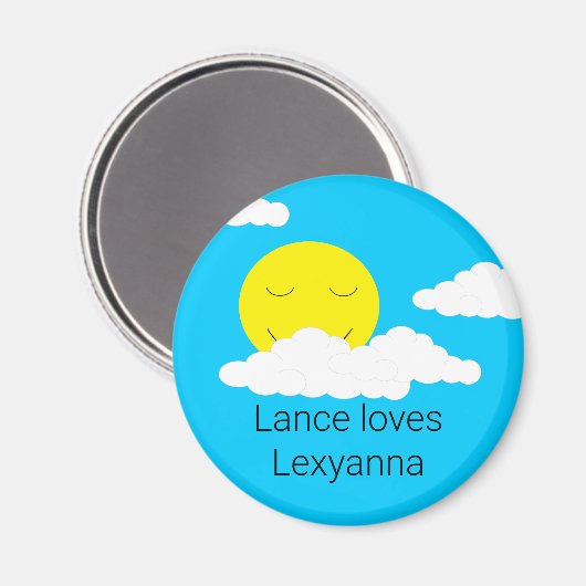 Aimant Smiling Sun with Puffy Clouds: (Recto/Verso)