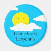 Aimant Smiling Sun with Puffy Clouds: (Devant)