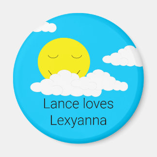 Aimant Smiling Sun with Puffy Clouds: