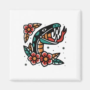 Aimant Snake Old School American traditionnel Tattoo Flas