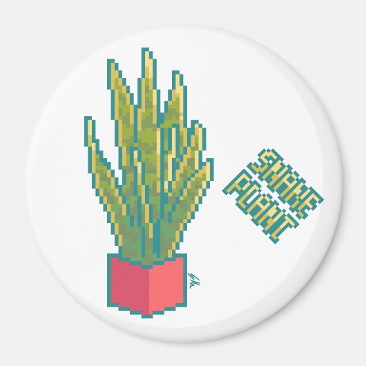 Aimant Snake plant Pixelart, Pixel Art (Devant)