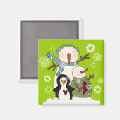Aimant Snow Friends Holiday Snowman et Penguin (Recto/Verso)