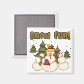 Aimant Snow Fun Deux T-shirts et cadeaux (Recto/Verso)