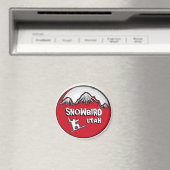 Aimant Snowbird Utah rouge noir thème magnétique snowboar (In Situ (Lave-vaisselle))