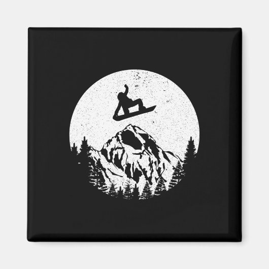 Aimant Snowboard Retro Snowboard Cadeau (Devant)