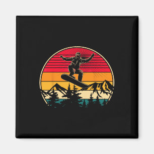 Aimant Snowboard Retro Sunset Style Snowboard Winter S