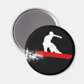 Aimant snowboard. rouge. (Recto/Verso)