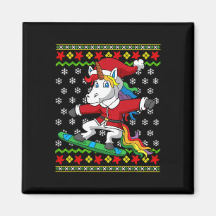Aimant Snowboard Unicorn Père Noël Snowboard Noël S