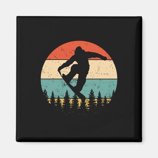 Aimant Snowboard vintage - Retro Snowboard (Devant)