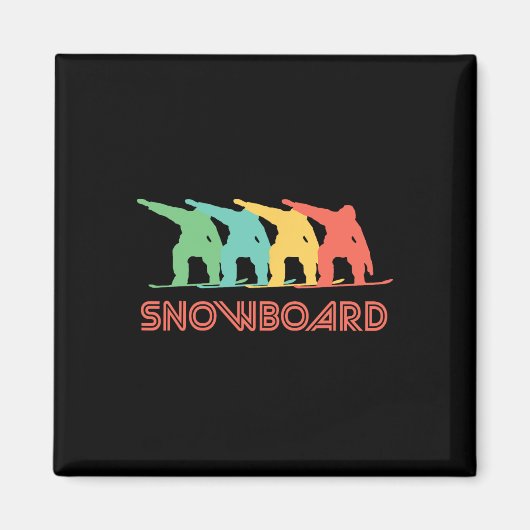 Aimant Snowboarder Retro Pop Art Snowboard Graphique (Devant)
