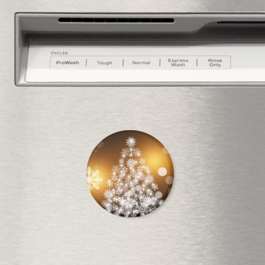 Aimant Snowflake sapin de Noël avec Arrière - plan d'or (In Situ (Lave-vaisselle))