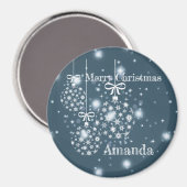 Aimant Snowflakes, bleu et blanc, ballons (Recto/Verso)