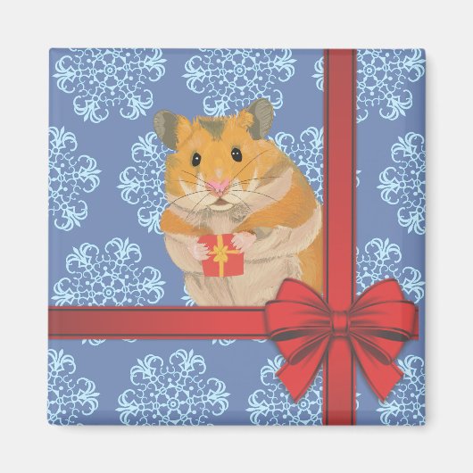 Aimant Snowflakes Christmas Hamster (Devant)