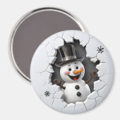 Aimant Snowman à chapeau 3D (Recto/Verso)