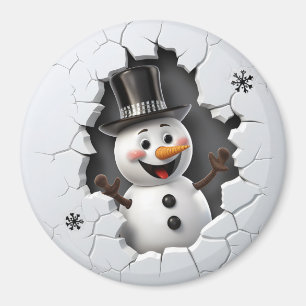 Aimant Snowman à chapeau 3D