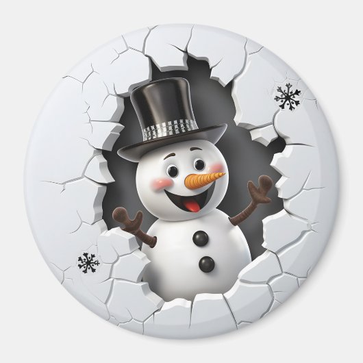 Aimant Snowman à chapeau 3D (Devant)