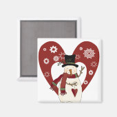 Aimant Snowman aime les T-shirts et cadeaux de neige (Recto/Verso)