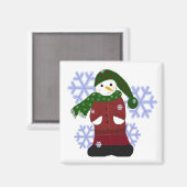 Aimant Snowman avec Big Snowflakes (Recto/Verso)