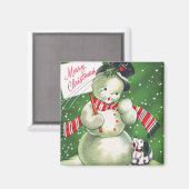 Aimant Snowman avec chien (Recto/Verso)