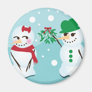 Aimant Snowman avec Mistletoe à la recherche d'un baiser