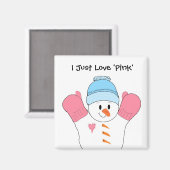 Aimant Snowman avec Mittens rose (Recto/Verso)