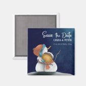 Aimant Snowman Couple Winter Wedding Save the Date (Recto/Verso)