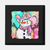 Aimant Snowman Cowboy Western Brushstroke Watercolor Xmas (Devant)