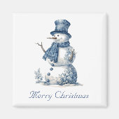 Aimant Snowman dans Delft Blue, personnalisable (Devant)